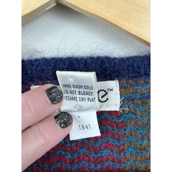 Epogee Vtg Women's Small Colorful Knit Cardigan Sweater Mohair Blend Preppy - Picture 3 of 7